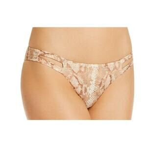 Vitamin A Womens Pink & Brown Snake Print Cut-Out Swim Bottom 12 NWT